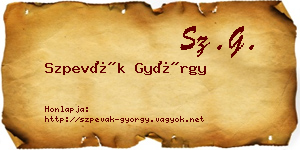 Szpevák György névjegykártya